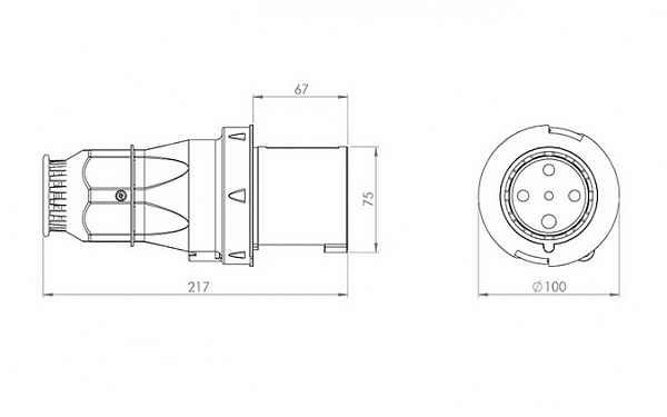 Вилка кабельная CEE Norm Bemis 4/63А (40-600)